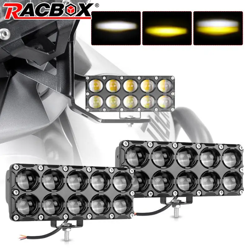 40W 10led Мотоциклетный прожектор Двухрядный рабочий свет Бар Белый Желтый