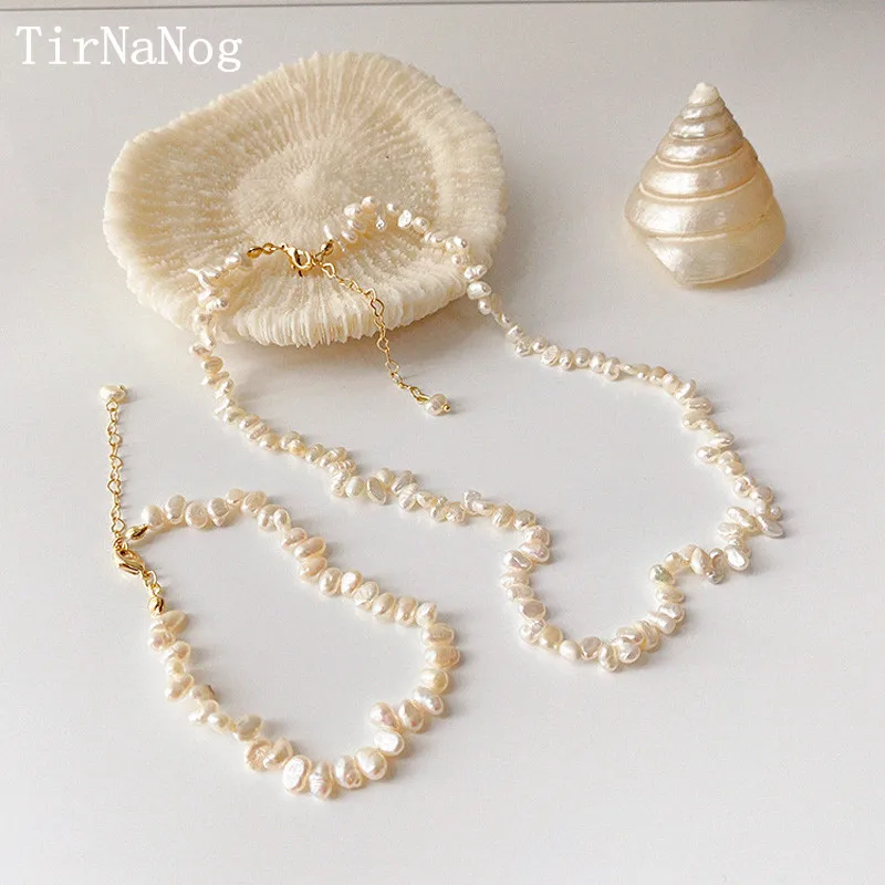 

French Baroque Natural Freshwater Pearl Bracelet Necklace Sweet Retro Fashion Clavicle Necklace Women Jewelry Gift Accessories