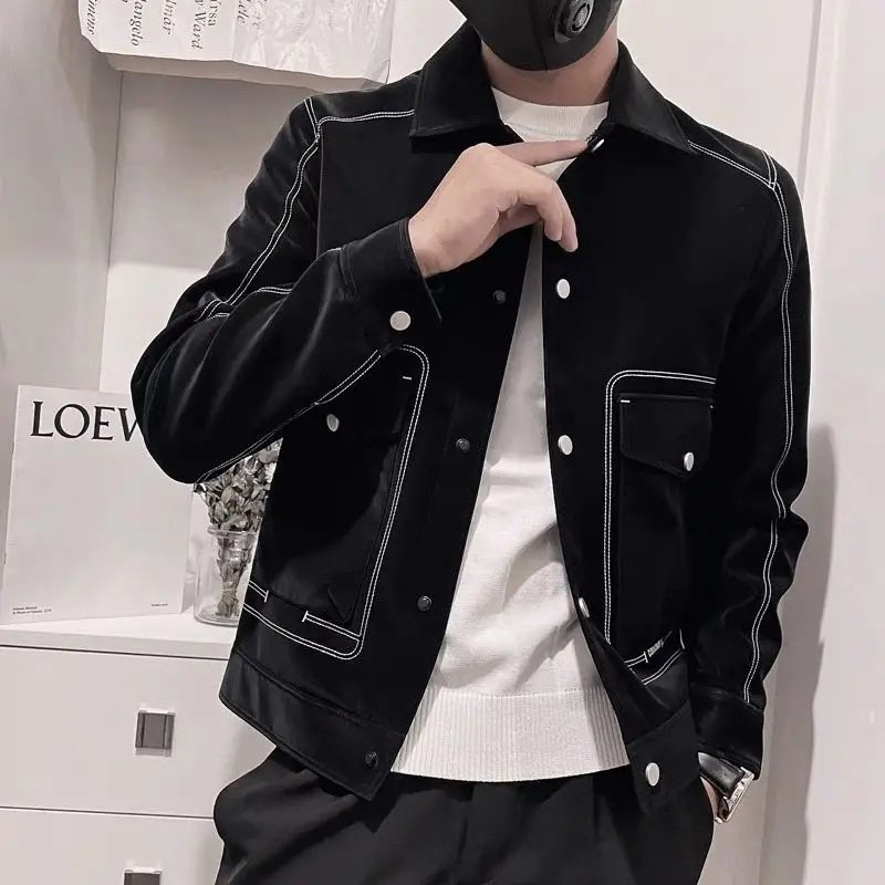 Модные пальто с лацканами на пуговицах карманами и вышивкой Мужская одежда