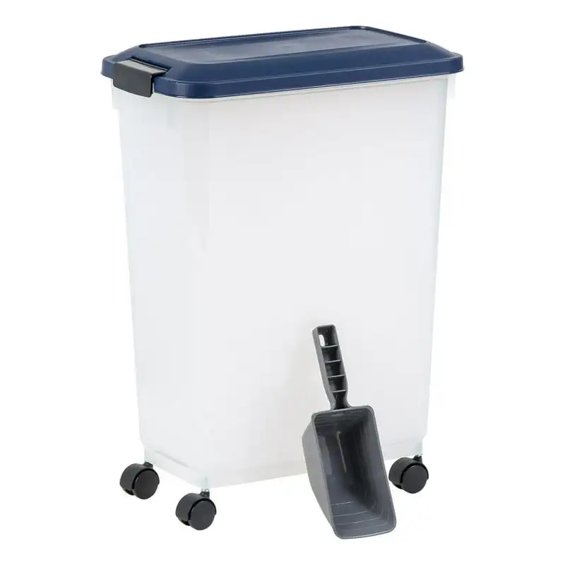 

, 35lb Airtight Pet Food Container with Scoop, Navy Dog Cat Food Container