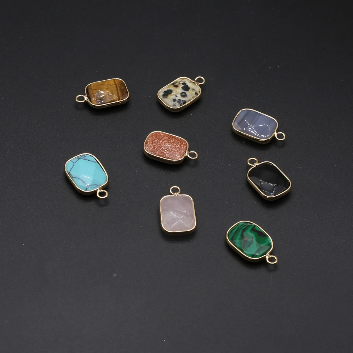 

2pc Natural Stone Pendants Rectangle Blue Turquoise Malachite for Jewelry Making Diy Women Necklace Earrings Party Gifts