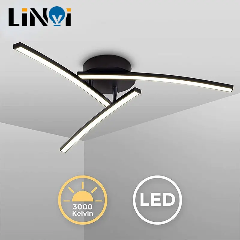 

24W 12W 18W LED Ceiling Light Ceiling Lamp AC85-265V Modern Curved Design 2/3/4 Lights for Bar Restaurant Bedroom Living Room