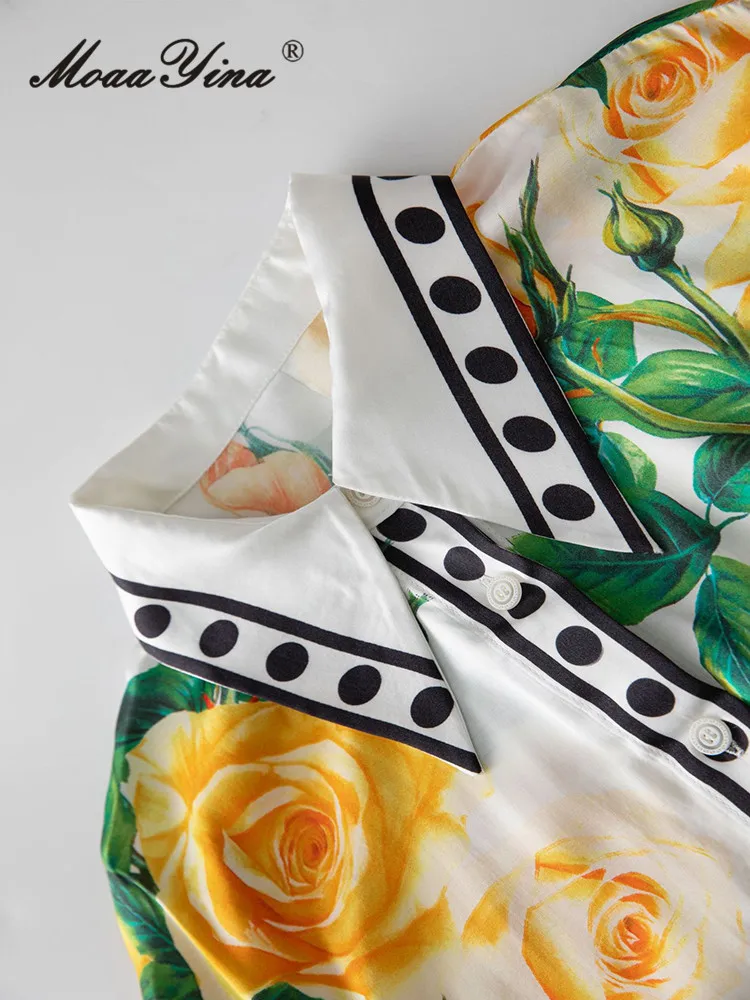 Женский Брючный комплект MoaaYina Летняя туника с цветочным принтом и широкие брюки