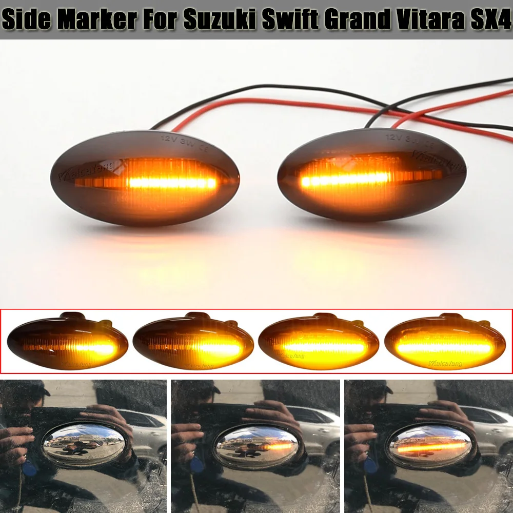 

2 pieces Led Dynamic Side Marker For Suzuki Swift Alto SX4 Jimmy Vitar Sequential Blinker Light Turn Signal Amber Indicator Lamp