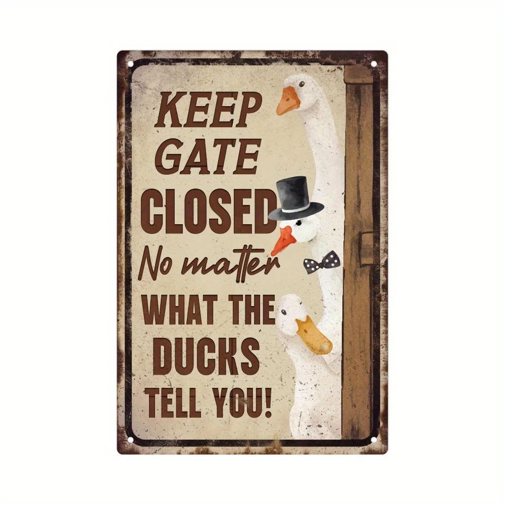 

Funny Slogen Metal Tin Signs, Retro Painting Duck Poster Wall Art Decor For Home Living Room Yard Farm