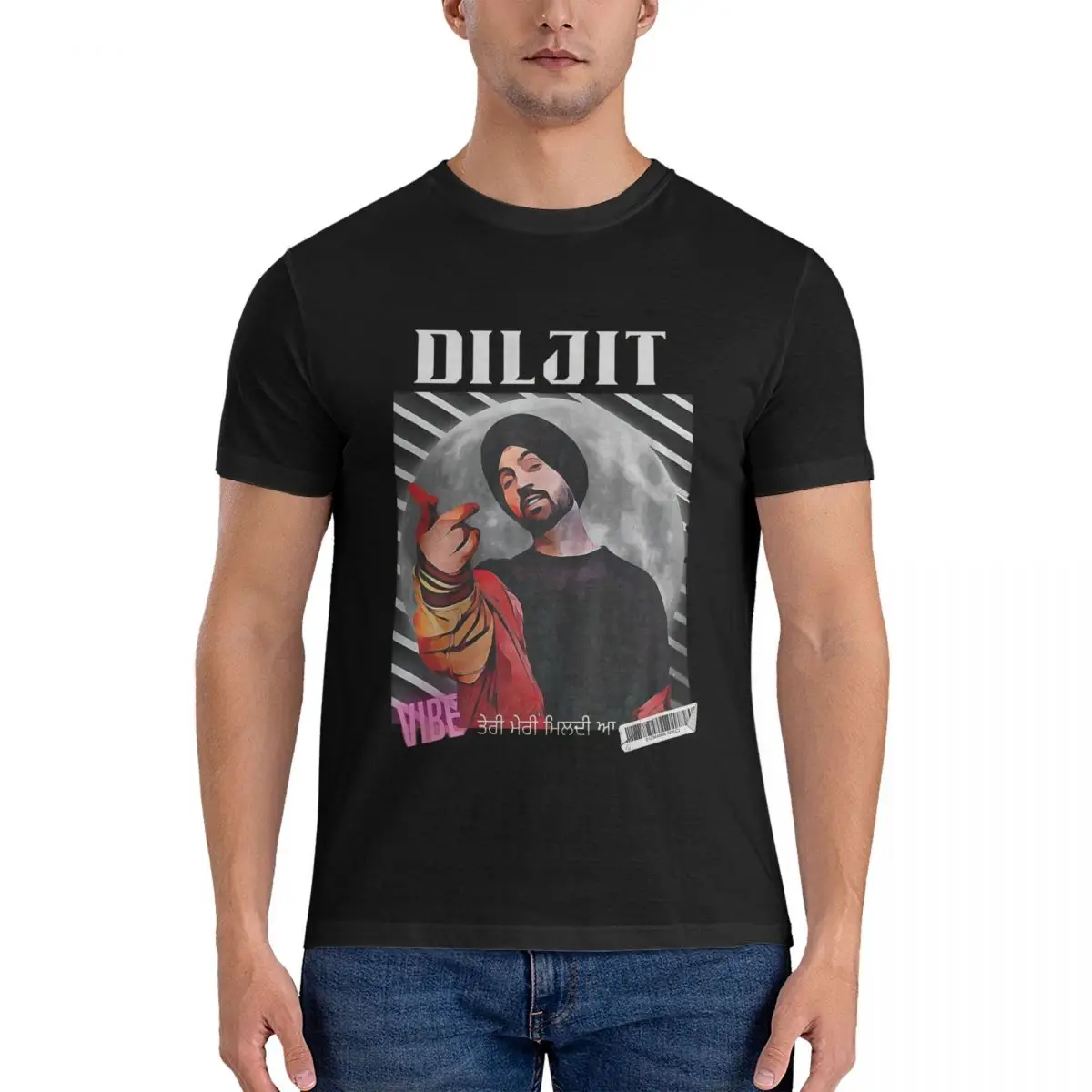 Удивительная Мужская футболка из чистого хлопка забавная с круглым вырезом Diljit