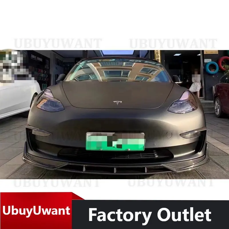 

ABS Glossy Black / Carbon Fiber Bodykits Diffuser Side Skirt Front Lip Spoiler Lip Kits Accessories For Tesla Model 3 2018-2022