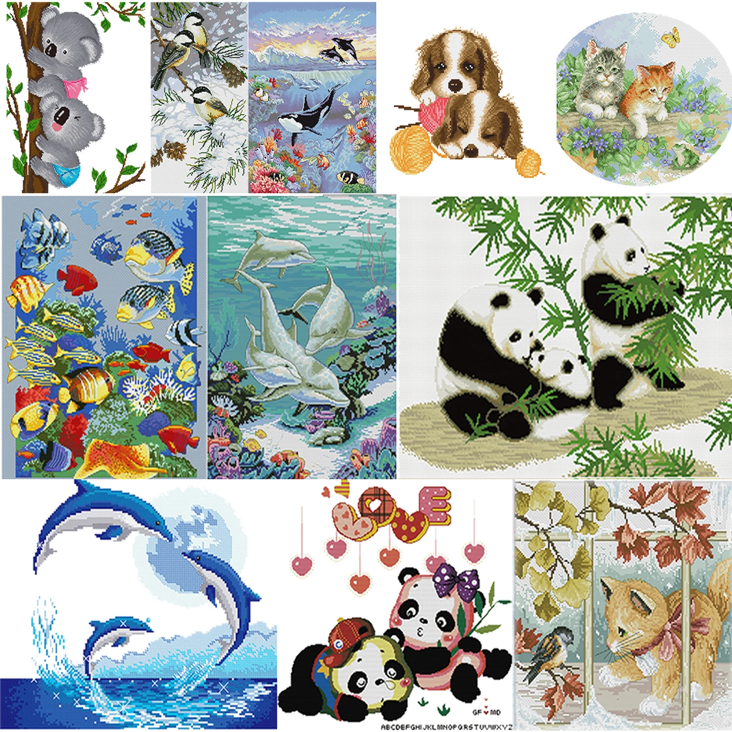 

Handmade Cute Animal Cross Stitch DIY Bedroom Needlework 11CT Stamped Kit Craft Full Range Embroidery Cloth Kit