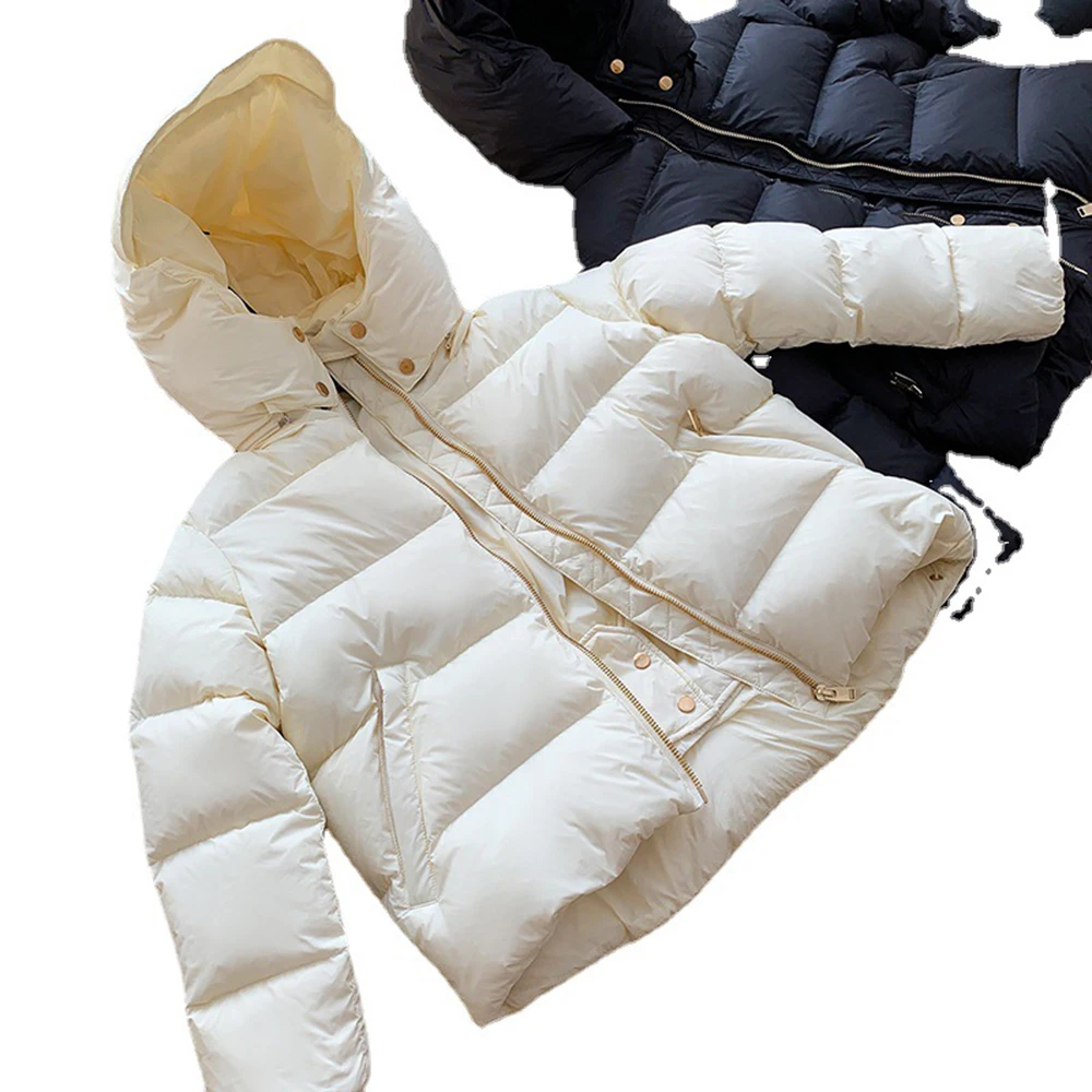High Sense 90 White Goose Down Jacket Women 2022 New High Quality Brand Thicken Warm Hoodie Coat Bread European Hooded Snow Wear