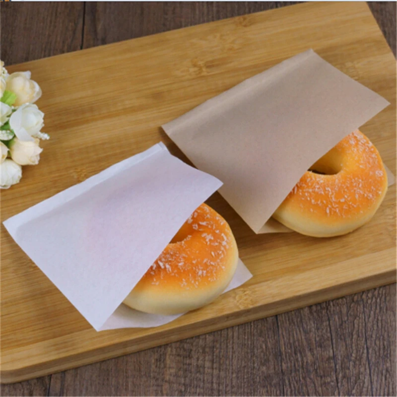 

100pcs 12x12cm Biscuits Doughnut Paper Bags Oilproof Bread Craft Bakery Food Packing Kraft Sandwich Donut Bread Bag Pouch