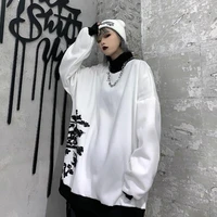 qweek vintage hoodies women streetwear harajuku pullover gothic bf style oversize sweatshirt long sleeve tops turtleneck clothes