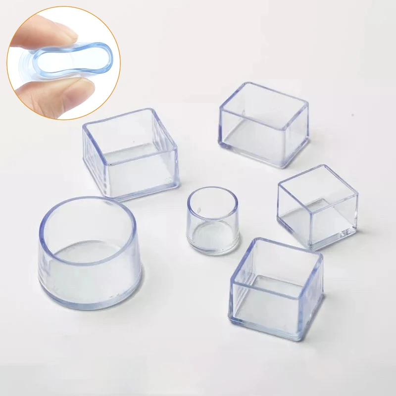 

4Pcs Soft ABS Chair Leg Caps Transparent Feet Protector Pads Furniture Table Covers Socks Plugs Cover Furniture Leveling Feet