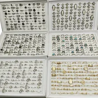 50pc/Lot Jewelry Factory In Stock Finger Rings Women Gold Antique Silver Plate Enamel Opal Crystal Snake Jewelry Party Bar Girl