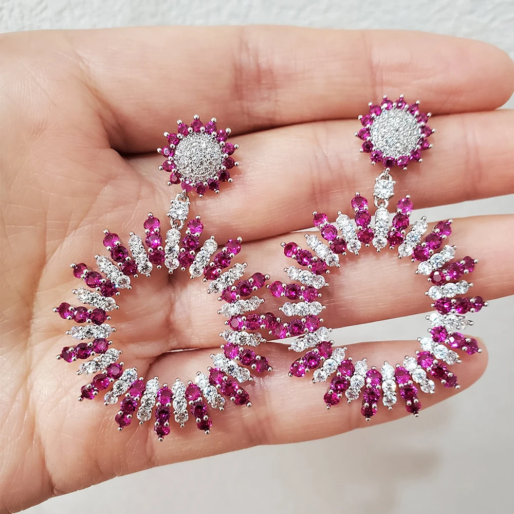 

Women Earrings Luxury Wedding Bride Jewelry Shiny Colorful Zircon Earrings for Woman Anniversary Gift for Wife