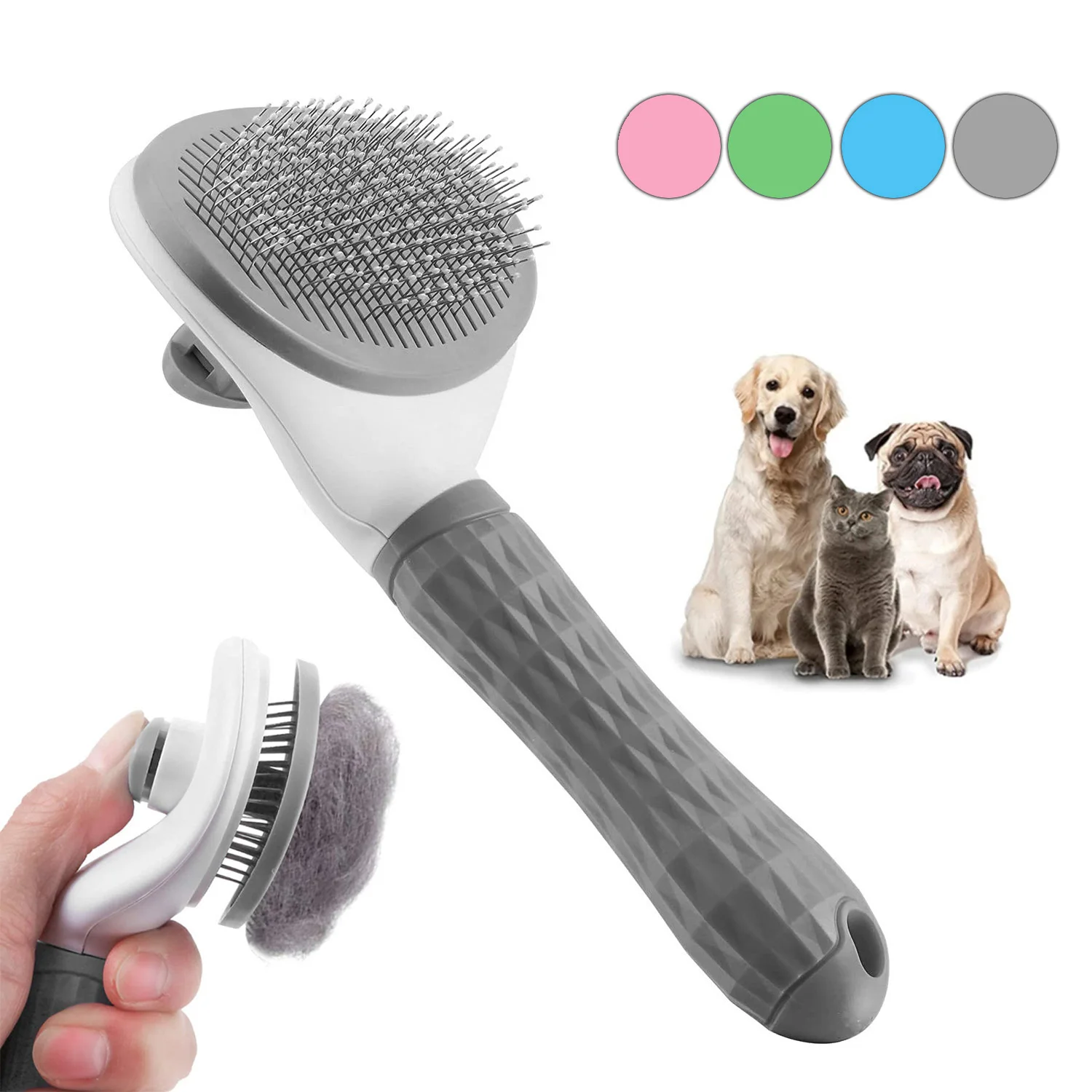 

Dog Comb Massage Cat Brush Stainless Steel Pet Grooming Comb For Dogs Cats Self-cleaning Hair Removal Dog Brush Pet Supplies