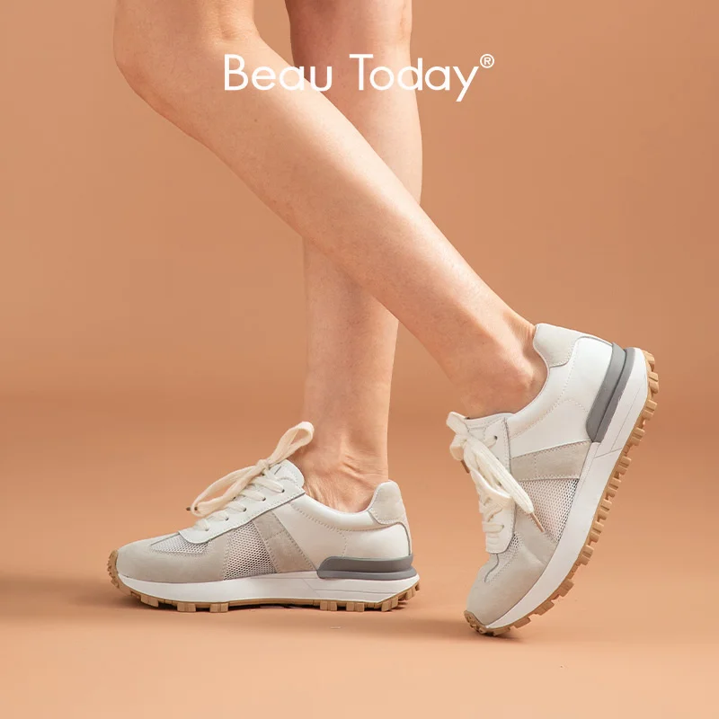 

Sneakers Women Synthetic Leather Round Toe Lace Up Breathle Trainers Platform Flats Lady Casual Shoes Handmade 29634