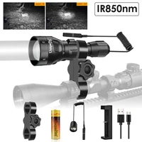 uniquefire 1503 ir 850nm led flashlight outdoor trip adjustable focus night vision 5w tactical for hunting 18650 battery torch