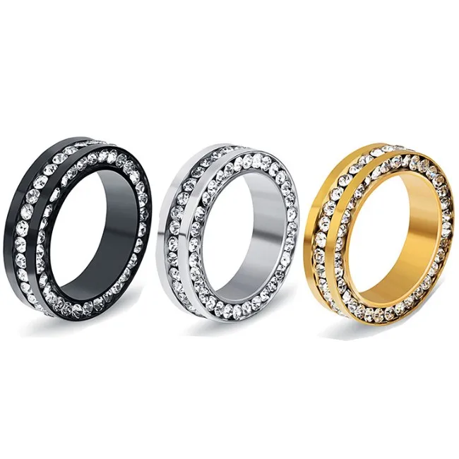 

2021 Fashion jewelry Hot Sale Europe inlaid zircon Stainless steel ring Simple versatile female Crystal fromSwarovskis 3 Colors