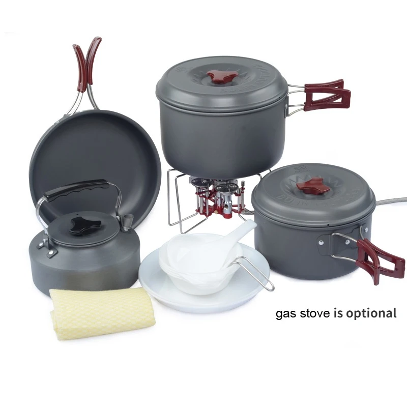 

Bulin 4-5 Person Large Capacity Outdoor Camping Cookware Cooking Utensil Travel Pots Set With Kettle