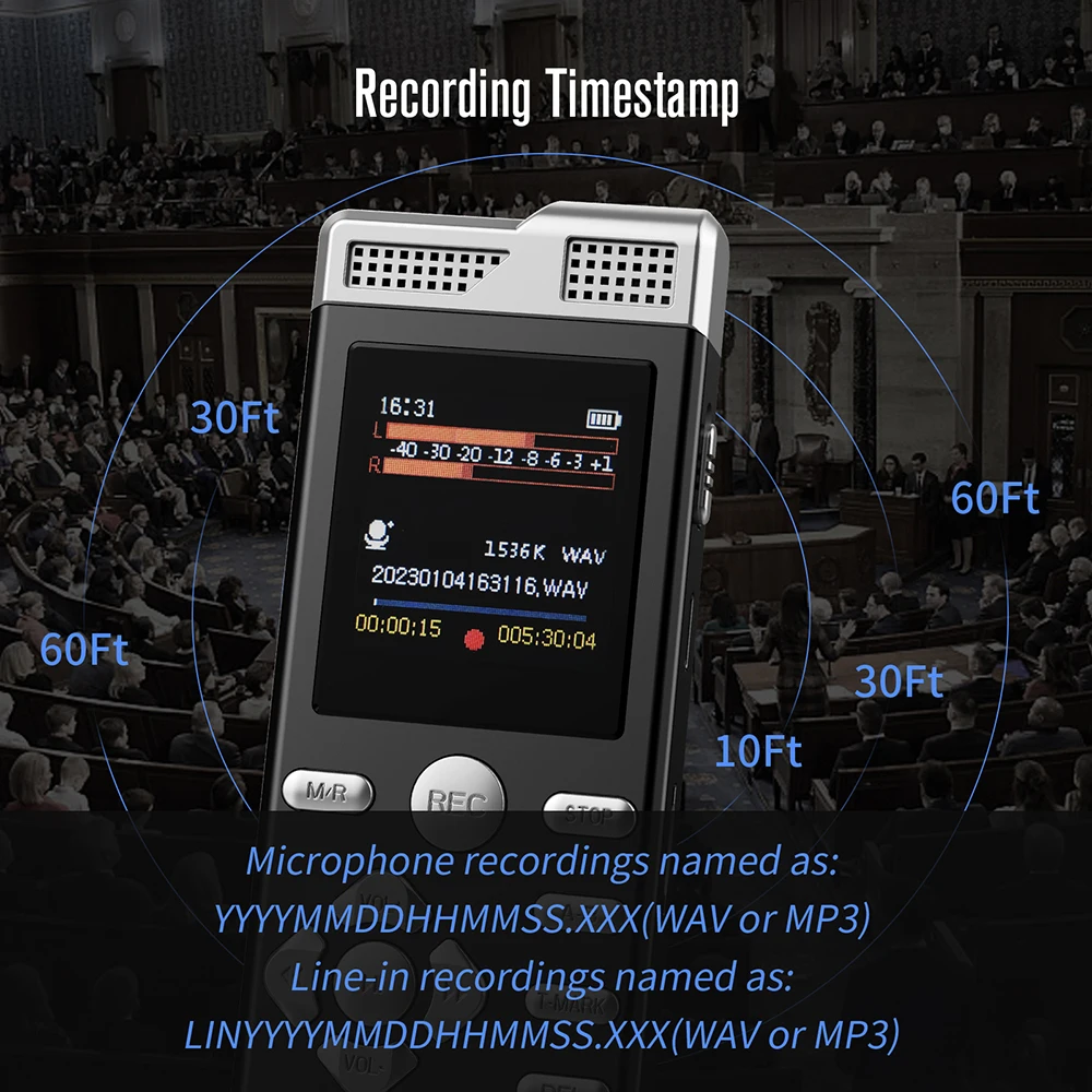 Голосовая активация двойной микрофон запись защита паролем Line in T-MARK