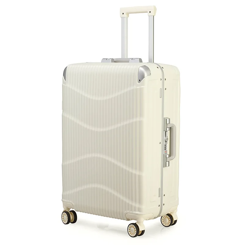 Aluminum Frame Women Travel Suitcase Pc Hard Shell Trolley Case Rolling Wheels Tsa Lock