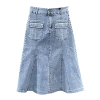 y2k high waist denim skirts women 2022 summer fashion retro ruffles a line skirt korean female casual mermaid jeans skirts