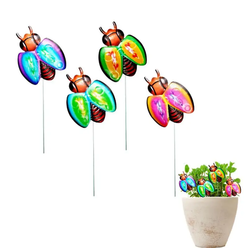 

Декоративные садовые ставки, 4 шт., железная божья коровка, стоячий садовый декор, милый животный декор, металлический двор, художественный декор, уличный сад