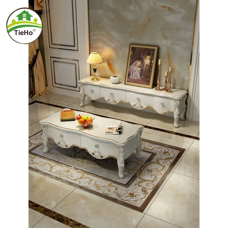 

European Style Vintage TV Cabinet With Drawer Retro Living Room Chest TV Stand Table Luxury Long Side Table Home Furniture