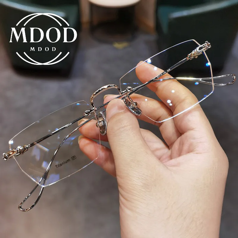 

Reading Glasses for Men Women Anti Blue Light Rimless Presbyopia Glasses Metal Frame Glasses Degrees 1.0 To +4.0