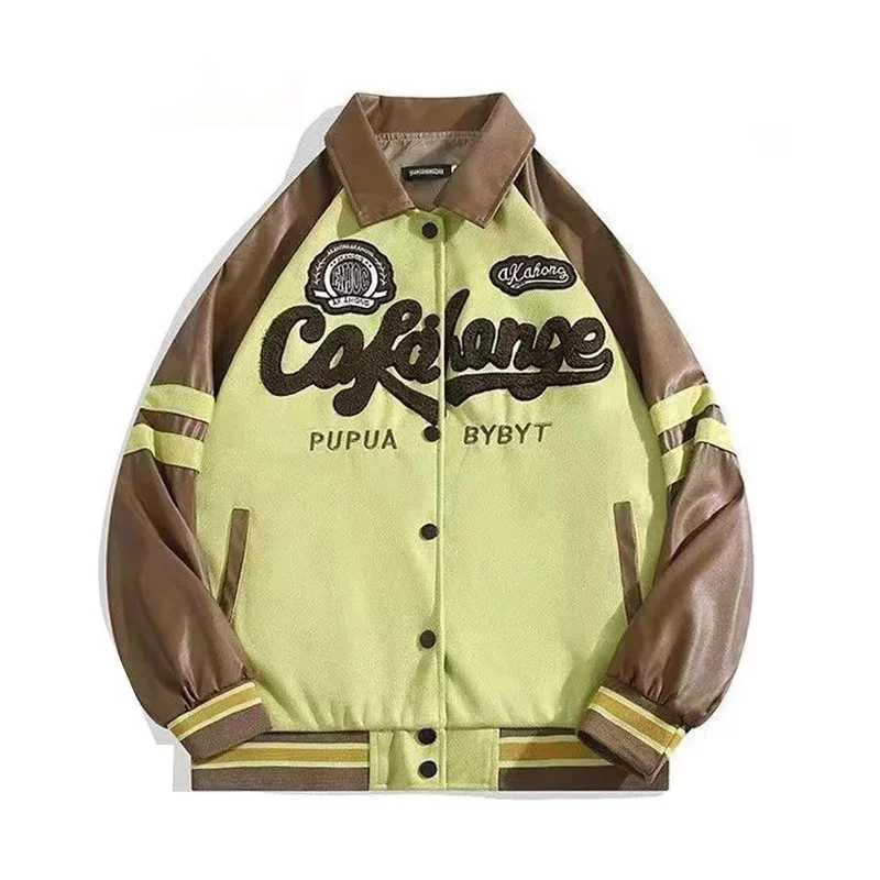 

Замшевые бейсбольные куртки в американском стиле из искусственной кожи, женские и мужские куртки-бомберы, осенне-зимняя Студенческая форма с вышивкой в стиле хип-хоп