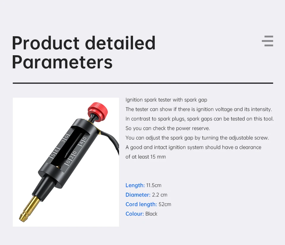 Adjustable Iron Car Spark Plug Tester High Energy Ignition System Coil Discharge Wire Circuit Diagnostic Tool | Автомобили и