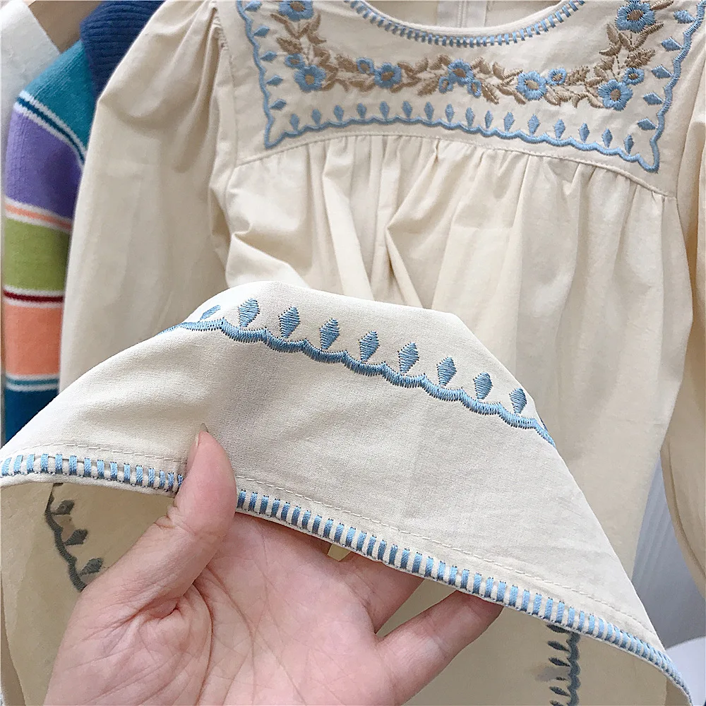 Осеннее платье новинка 2024 детское из чистого хлопка для девочек корейское с