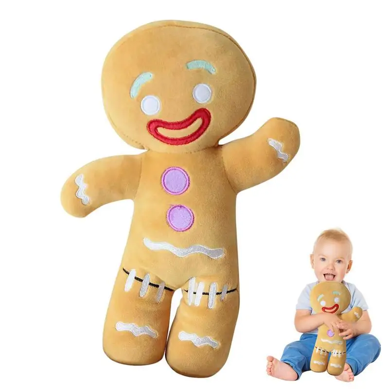 

11.8in Gingerbread Man Plush Toy Baby Appease Doll Biscuits Man Pillow Car Seat Cushion Reindeer Home Decor Toy Children