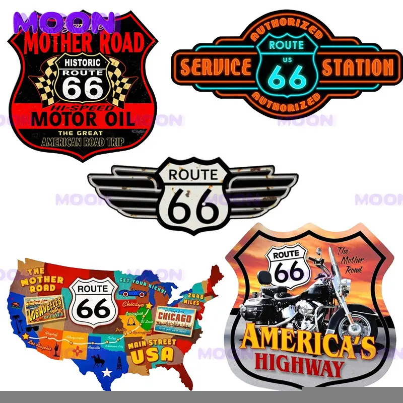 

Fashion Classic Route 66 Service Sign JDM Car Sticker Windshield Bumper Motorcycle Helmet Decal High Quality Vinyl Cover