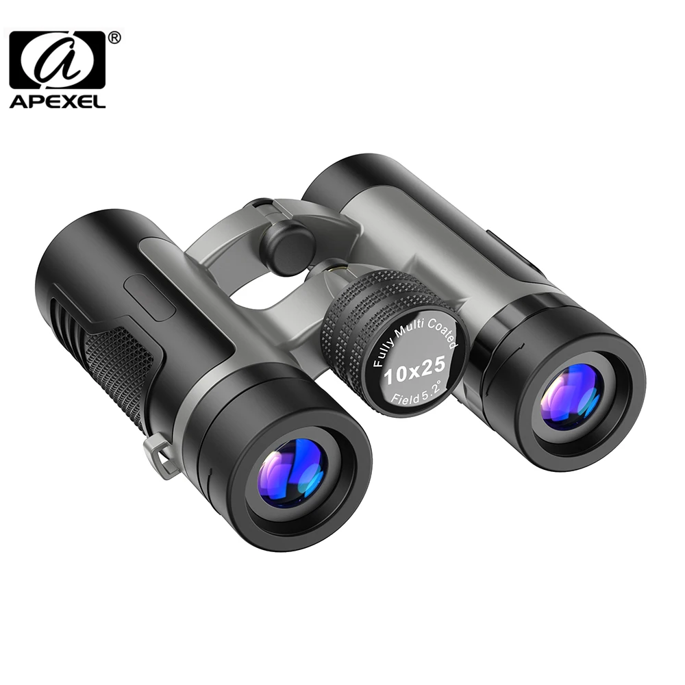 Бинокль Складной APEXEL, портативный бинокль с призмой BaK4 длиной 10 х25 HD, телескоп для кемпинга, охоты, туризма