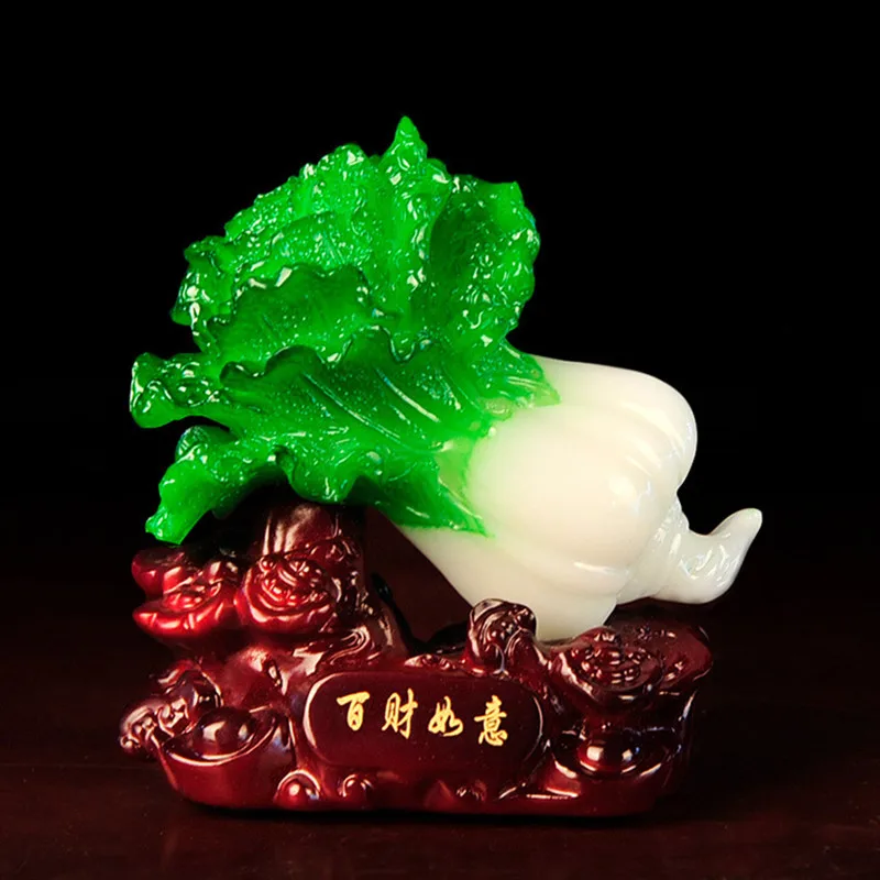 

WSHYUFEI Housewarming New Home Gift Jade Cabbage Figurines lucky Mascot Ornaments Office Home Decoration Accessories