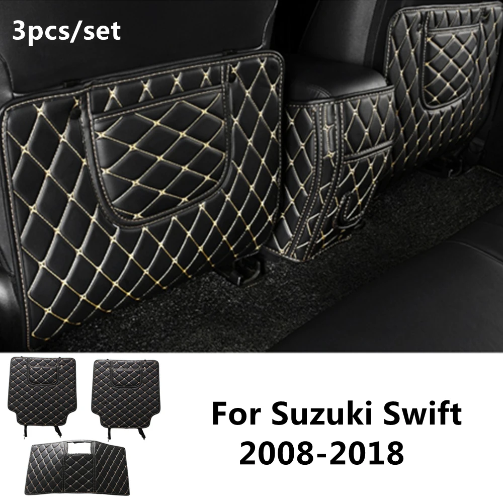

SJ PU leather Car Rear Seat Anti-Kick Pad Back Seats Cover Armrest Anti-dirty Protection Mat For Suzuki Swift 2008-09-10-2018