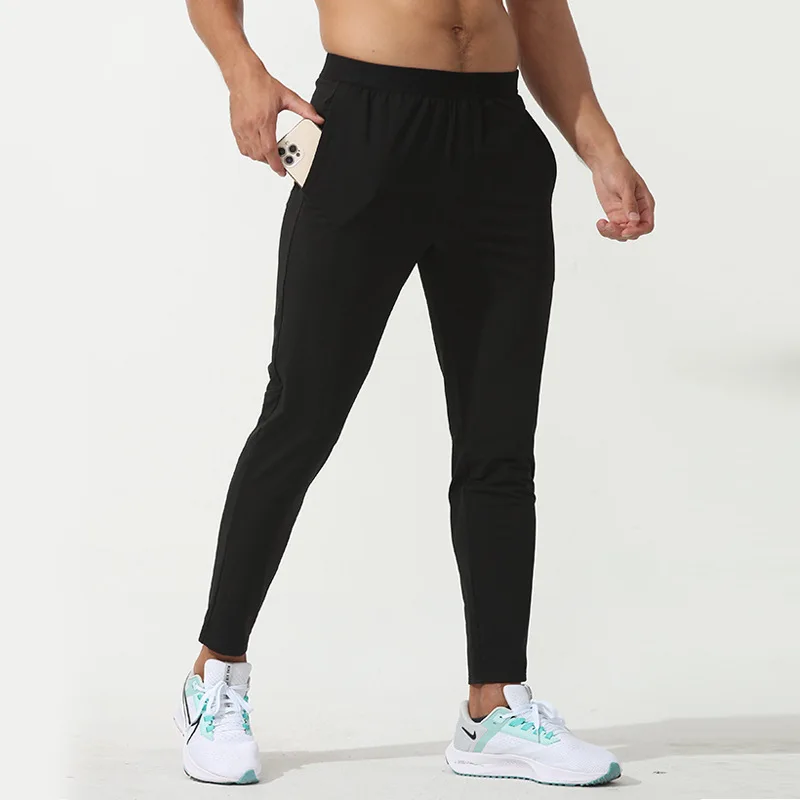 Lulu. Men's Fleece Running Pants Autumn Winter Breathable Fast Drying Sports Pants with Mobile Phone Pocket Training Sweatpants