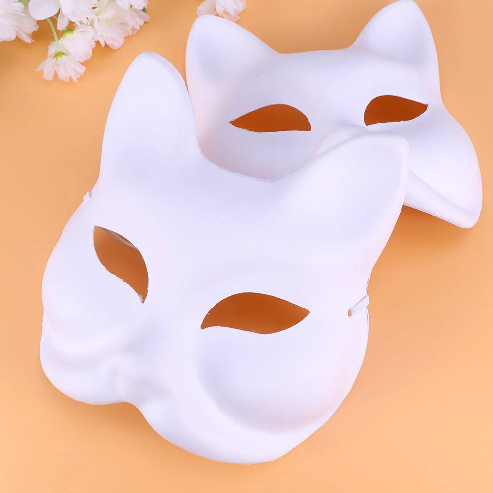

12 Pcs Masks Masquerade Ball Hand Painted Pulp Craft Blanks Half Face Cat Animal Kids White DIY Party Women Child