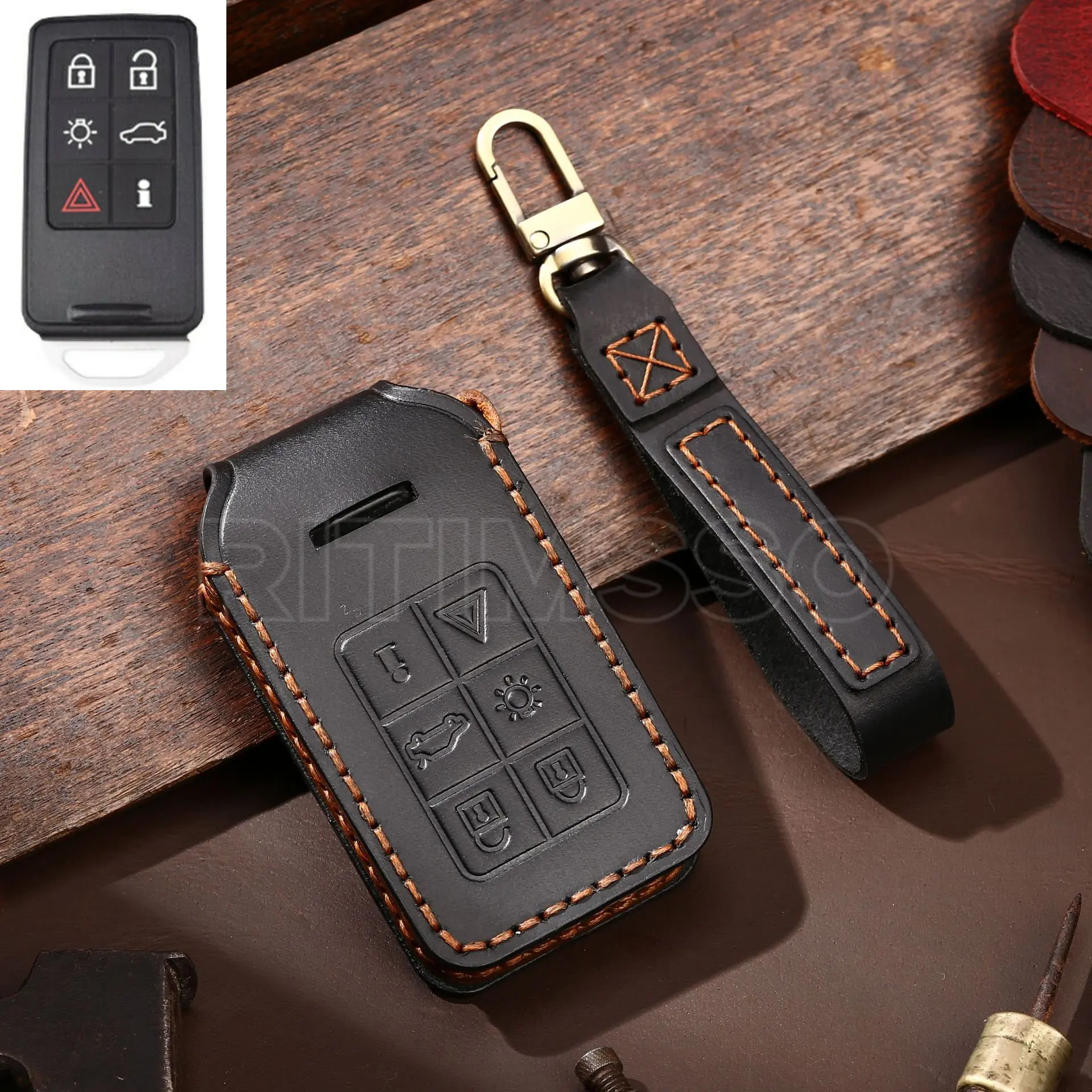 

Кожаный чехол для ключа Volvo XC60 V60 S60 XC70 V40, 5 дюймов, 6 кнопок