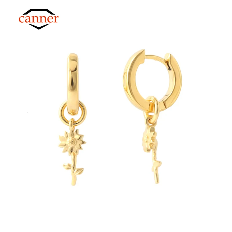 

CANNER Fashion 925 Sterling Silver Rose Flower Daisy Sunflower Drop Earrings for Women Fine Jewelry Pendientes Free Shipping