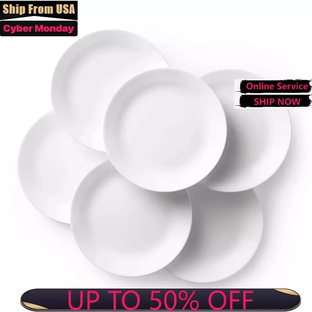 

Plate Sets, Round Dinner Plate, Set of 6, Winter Frost White