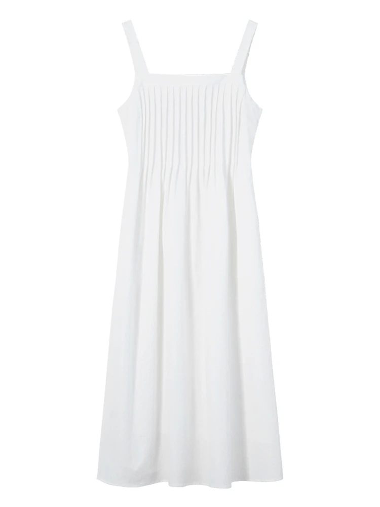 

Женское платье на бретелях для выпускного вечера, белое однотонное платье средней длины в Корейском стиле, вечернее платье в винтажном стиле, лето 2023