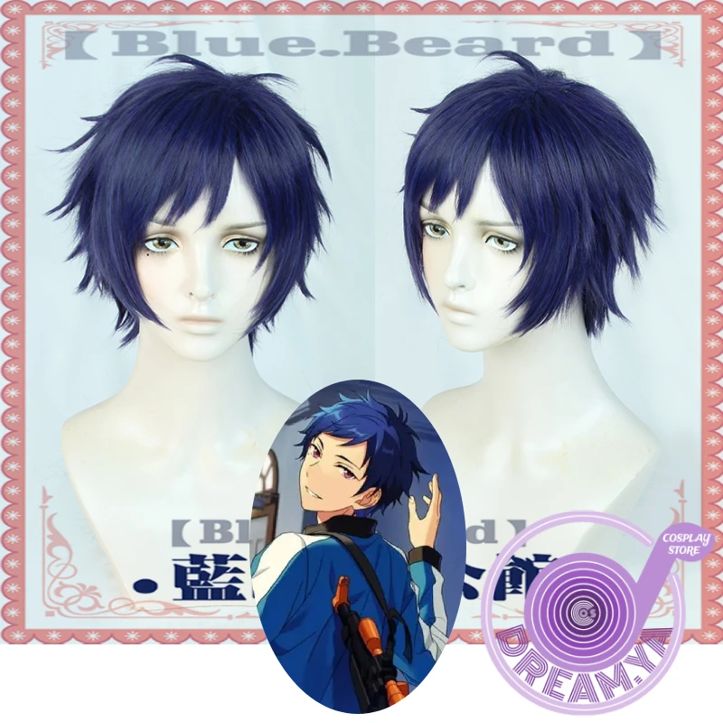 

Fushimi Yuzuru Cosplay Wig Ensemble Stars Anime Dark Blue Short Synthetic Hair Heat Resistant Halloween Party Role Play +Wig Cap