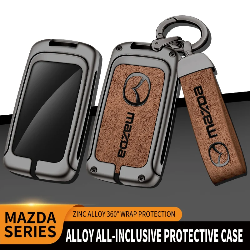 

Patterned Leather+Zinc Alloy Car Key Chain Car Key Cover Shell For Mazda 3 Alexa CX30 CX-4 CX5 CX-5 CX8 CX-8 CX-30 CX9 CX-9