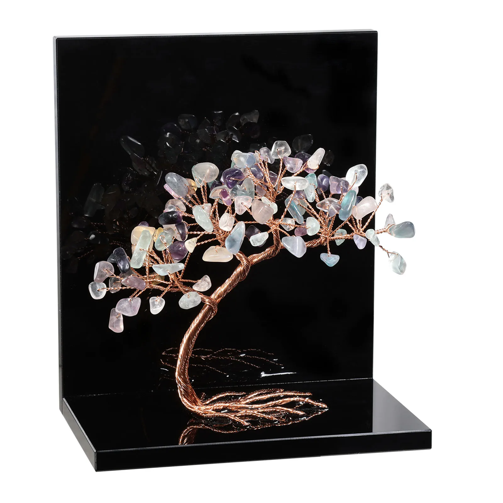 Natural Crystal Money Tree With Acrylic Bookends Book Ends For Shelves Desktop Organizer Home Office 1 Pair