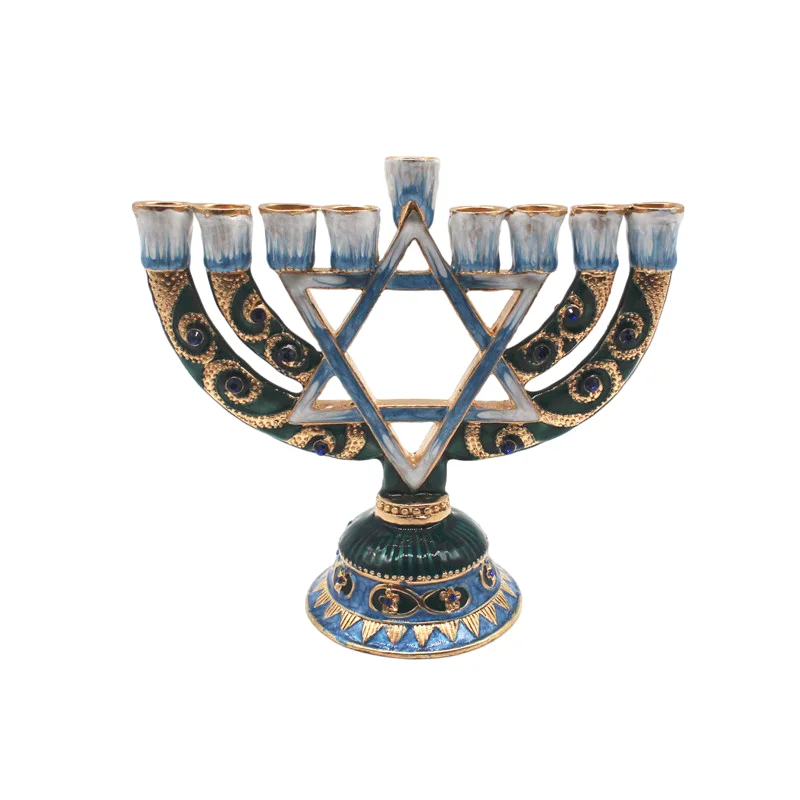 

Menorah Candle Holder Resin Home Decoration Hanukkah David Star Jewish 9 Branch Candelabra Judaica Religious Decor