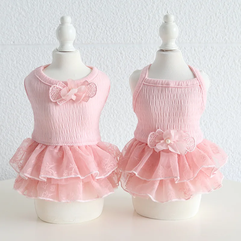 

Розовая Комбинированная юбка, одежда для собак, сетчатая многоярусная юбка для щенков, одежда для маленьких собак, одежда для кошек, тонкий ...