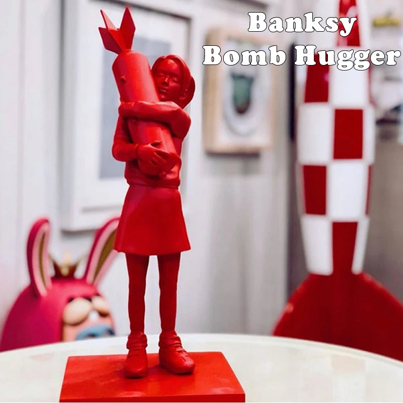 

Banksy Hugging Bomb Girl Statue Hugger Collectible Sculpture Figurines Decoration Ornaments Statuette Decorative Room Home Decor