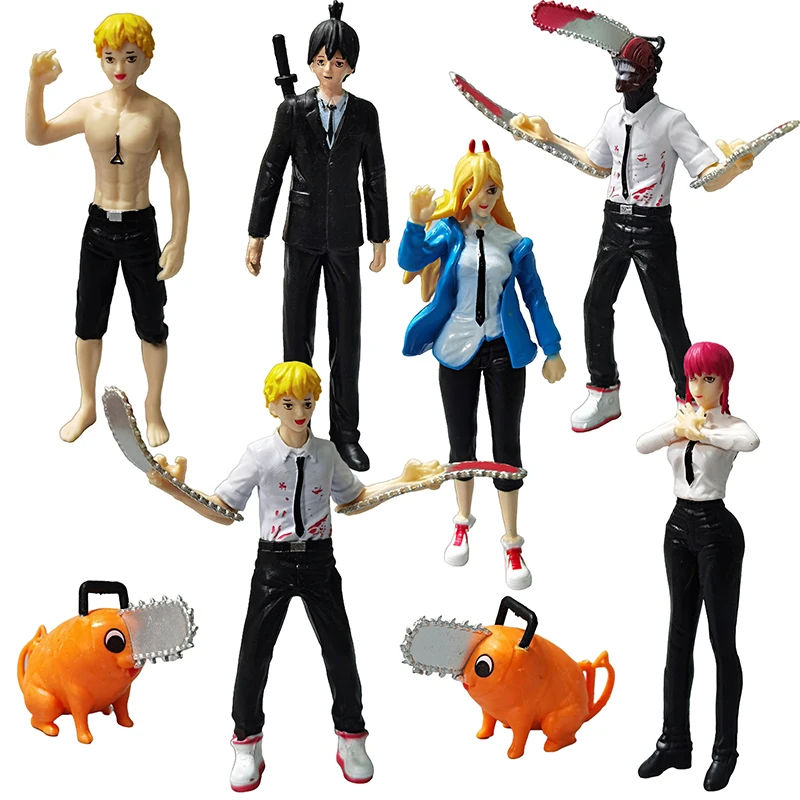 

8pcs/set Anime Chainsaw Man Action Figures Pvc Model Overcome Evil Chainsaw Demon Dog The Second Version Collection Kid Gift T